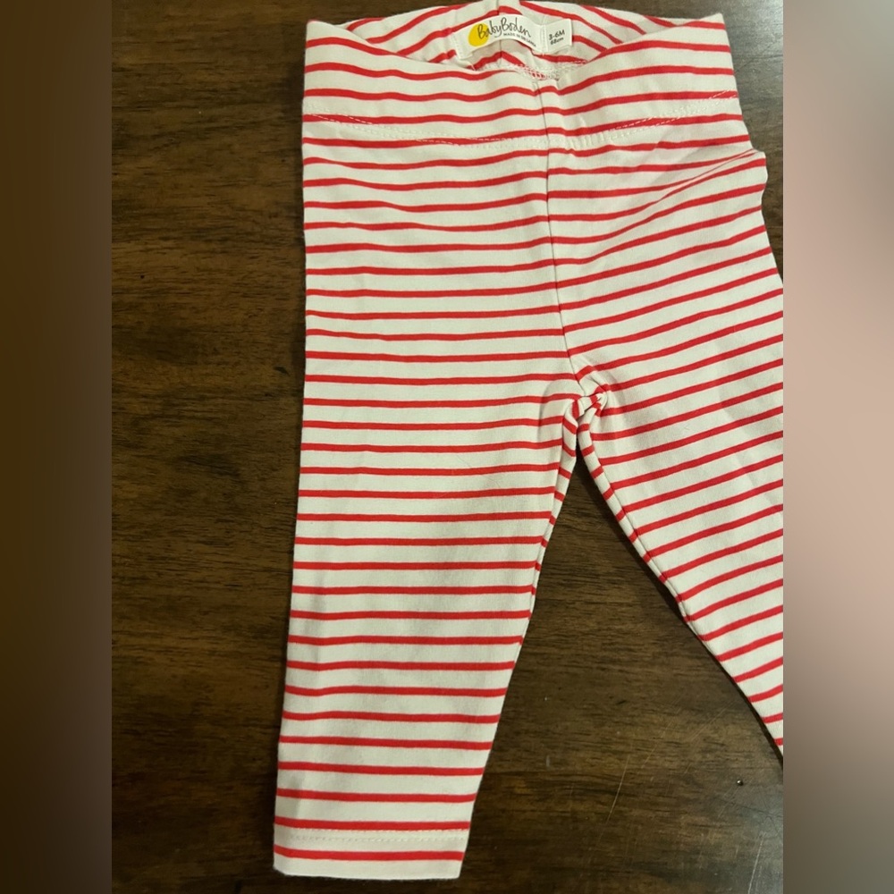 Mini Boden Fun Leggings in red and white stripes. 3-6 mth in excellent condition